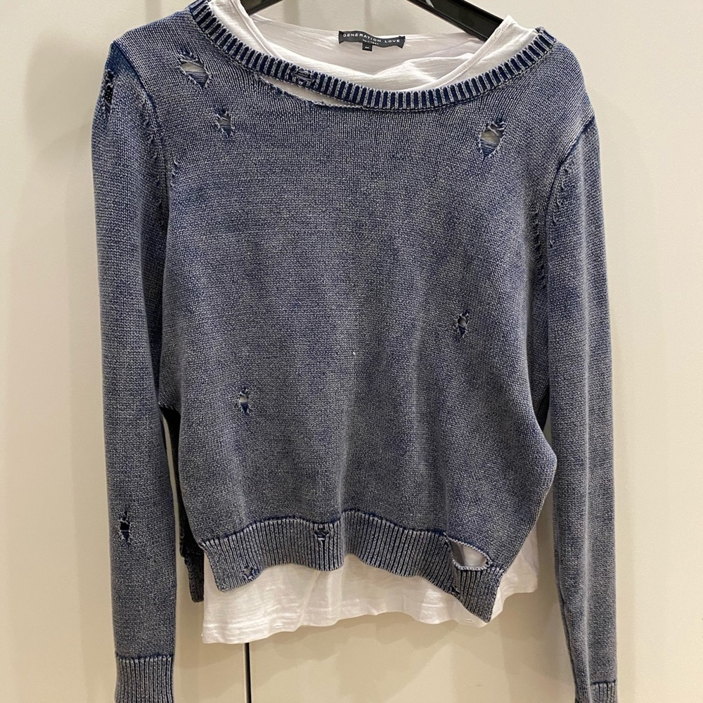 Generation love blue sweater & white T-shirt